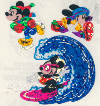 Vintage Glittery Mickey Mouse Surfing