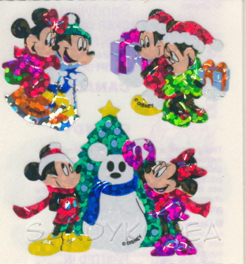 Glittery Mickey Minnie Snowman