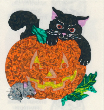 Glittery Pumpkin with black cat
