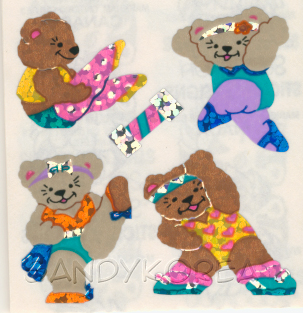 Vintage Glittery Teddy Bear Work Out
